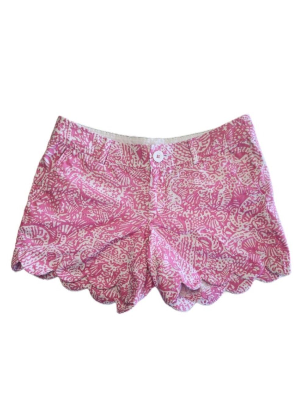 Lilly Pulitzer Pink & White Scalloped Buttercup Shorts, 0